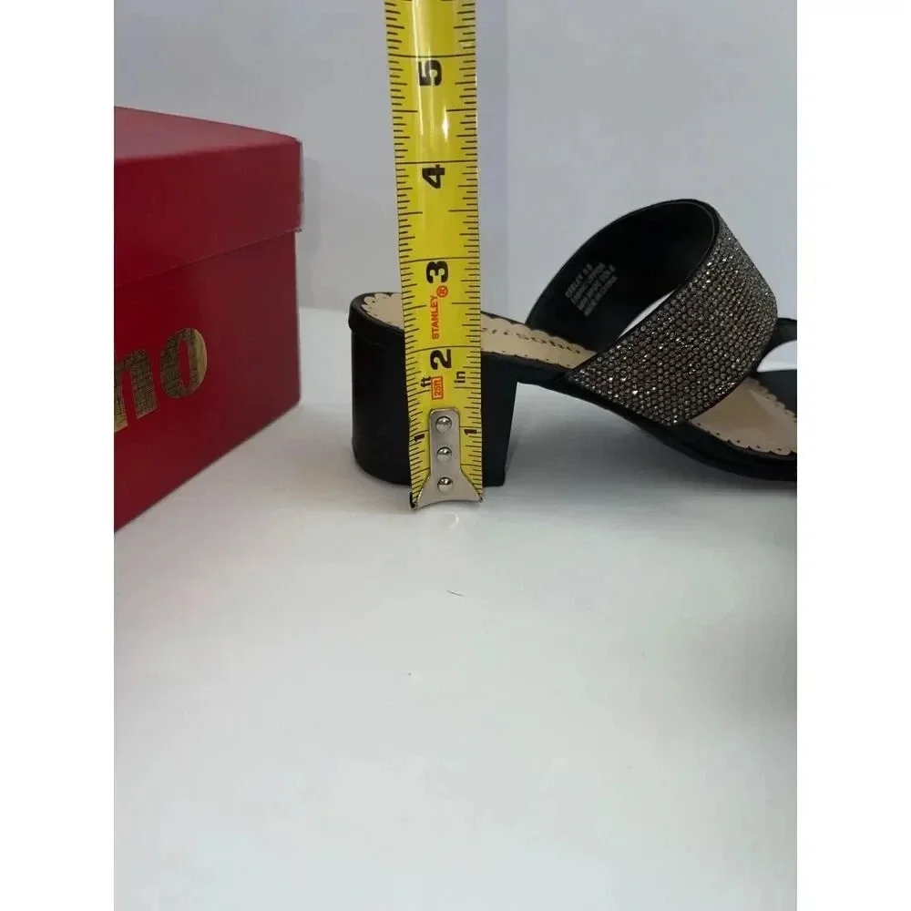 Zigi Soho ceeley black sandal heels rhinestone jeweled slides size 6.5